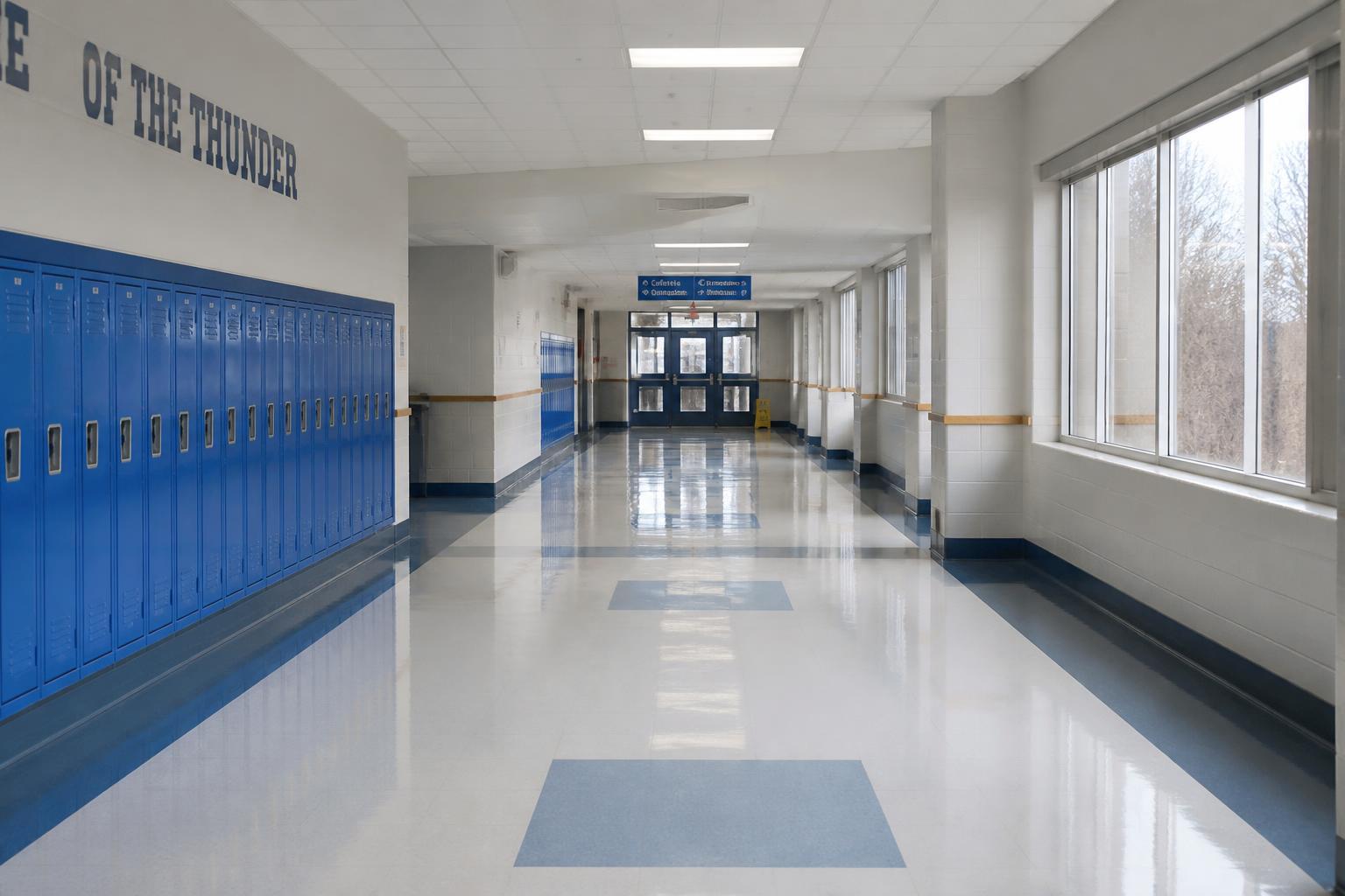Clean, well-maintained school hallway in Thunder Bay serviced by Clean Slate Projects janitorial team