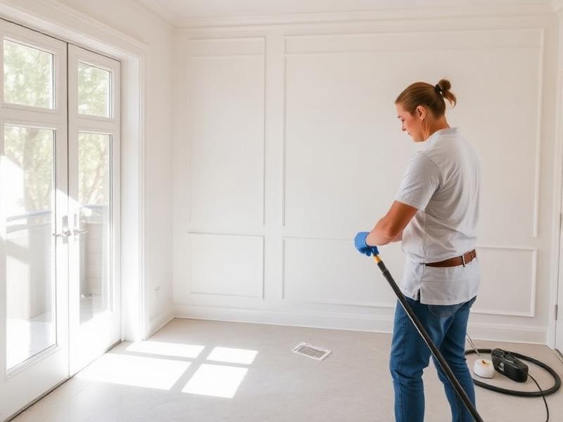 Cleaner detailing a freshly renovated room